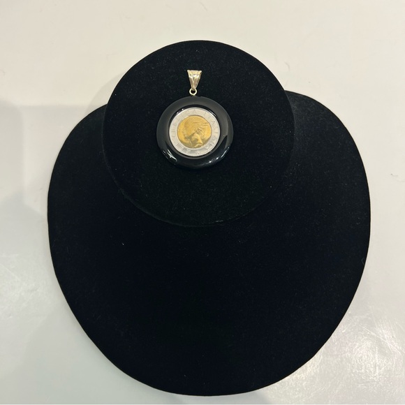 Milor Italy 14K Gold & Onyx 500 Lira Coin Pendant – Vintage Italian Heritage - Picture 8 of 8